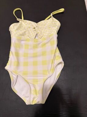 Cat & Jack Yellow Gingham One-Piece Swim Suit